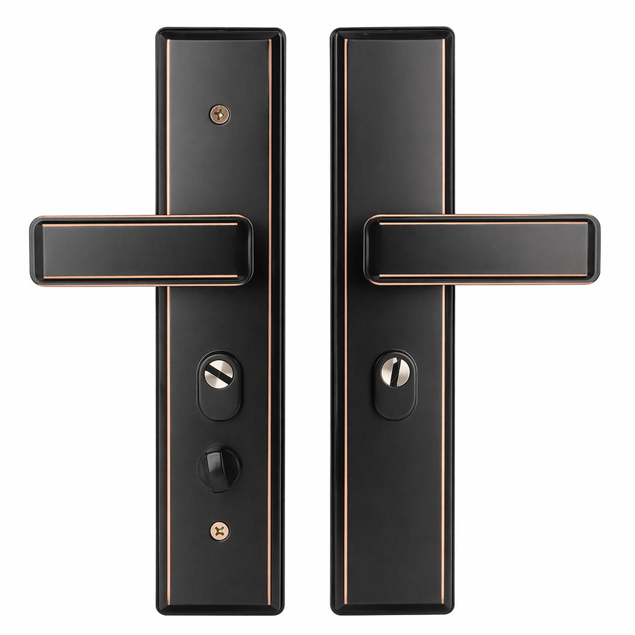 Дверна ручка з замком ROOK 9009-B91, квадратна, нержавіюча сталь (антична бронза / чорна)