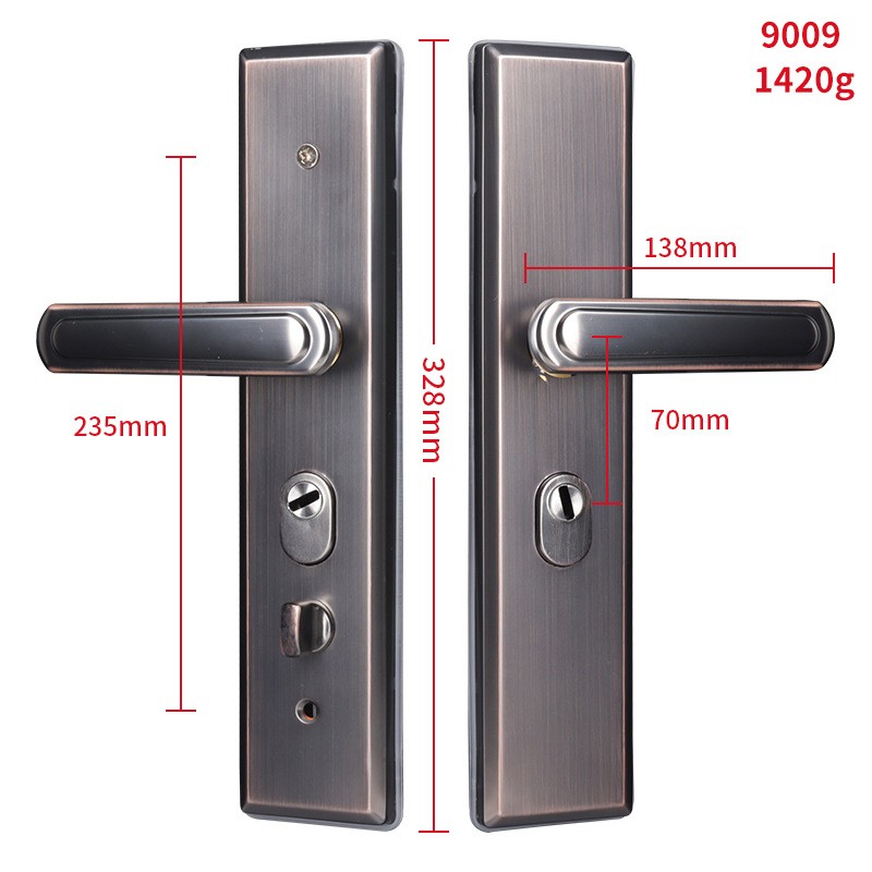 Дверна ручка з замком ROOK 9009, античний сіро-червоний, нержавіюча сталь 304