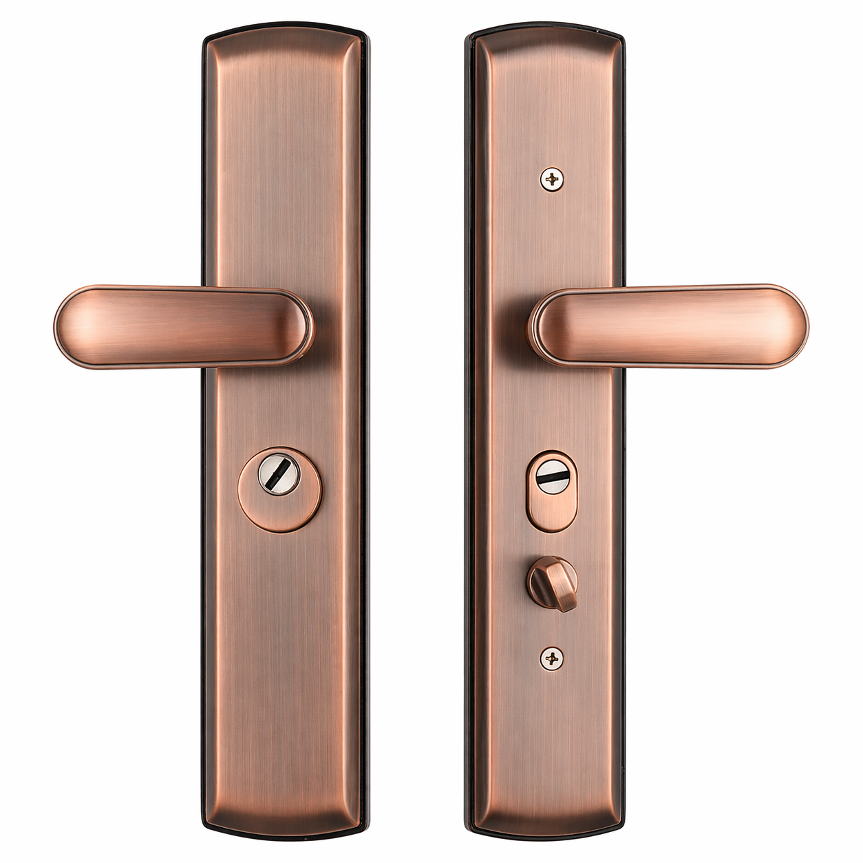 Дверна ручка з замком ROOK 1588-B88, потовщена 5.0 мм, нержавіюча сталь 304 (антична бронза / чорна)