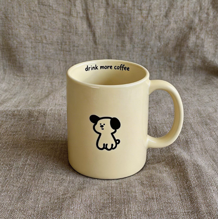 Керамічна кружка у корейському стилі з малюнком собаки
