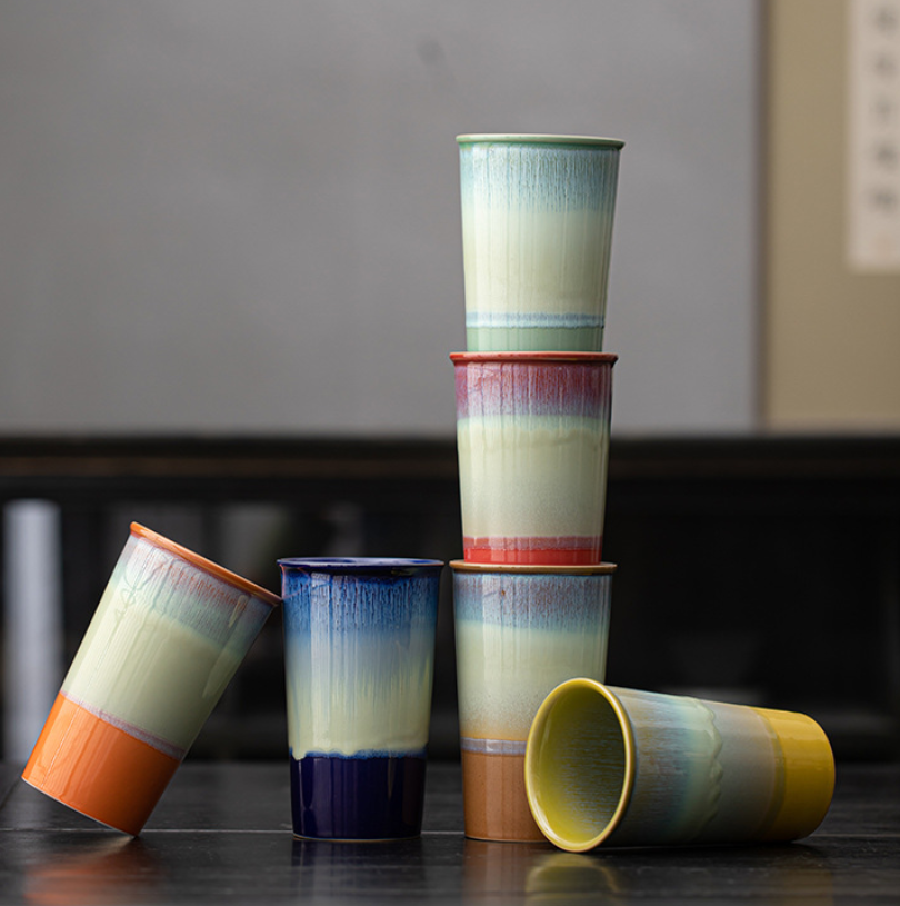 Керамічна кружка з ефектом пічної глазурі (градієнт) — велика місткість 380 мл