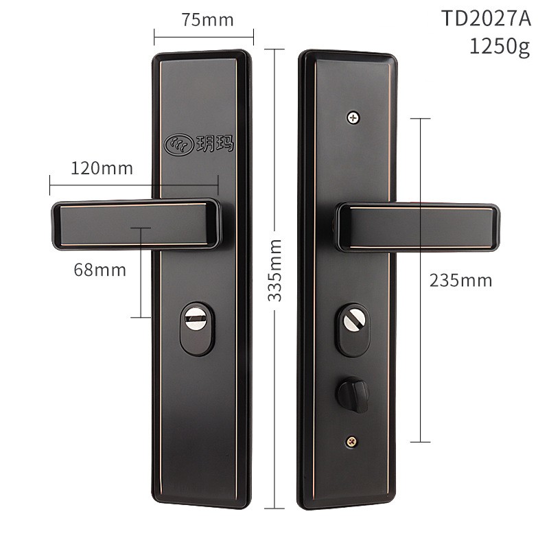 Дверна ручка з замком YUEMA TD-2027A, нержавіюча сталь (чорна / антична бронза)