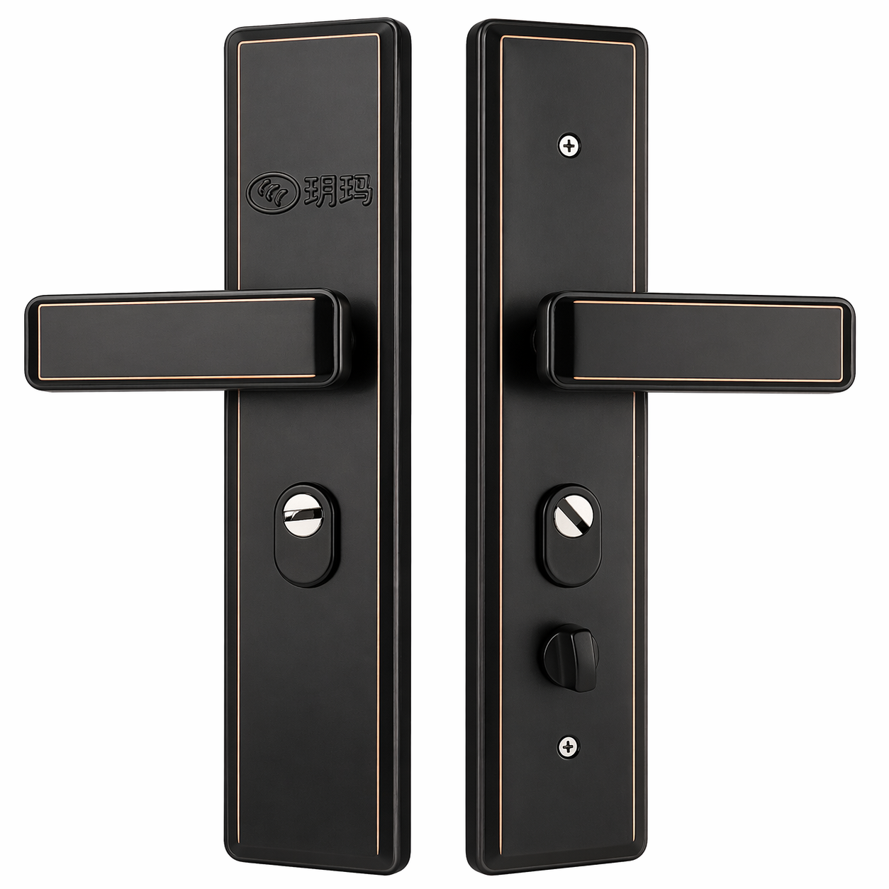 Дверна ручка з замком YUEMA TD-2027A, нержавіюча сталь (чорна / антична бронза)