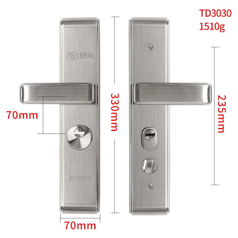 Дверна ручка з замком YUEMA TD-3030, нержавіюча сталь SUS304