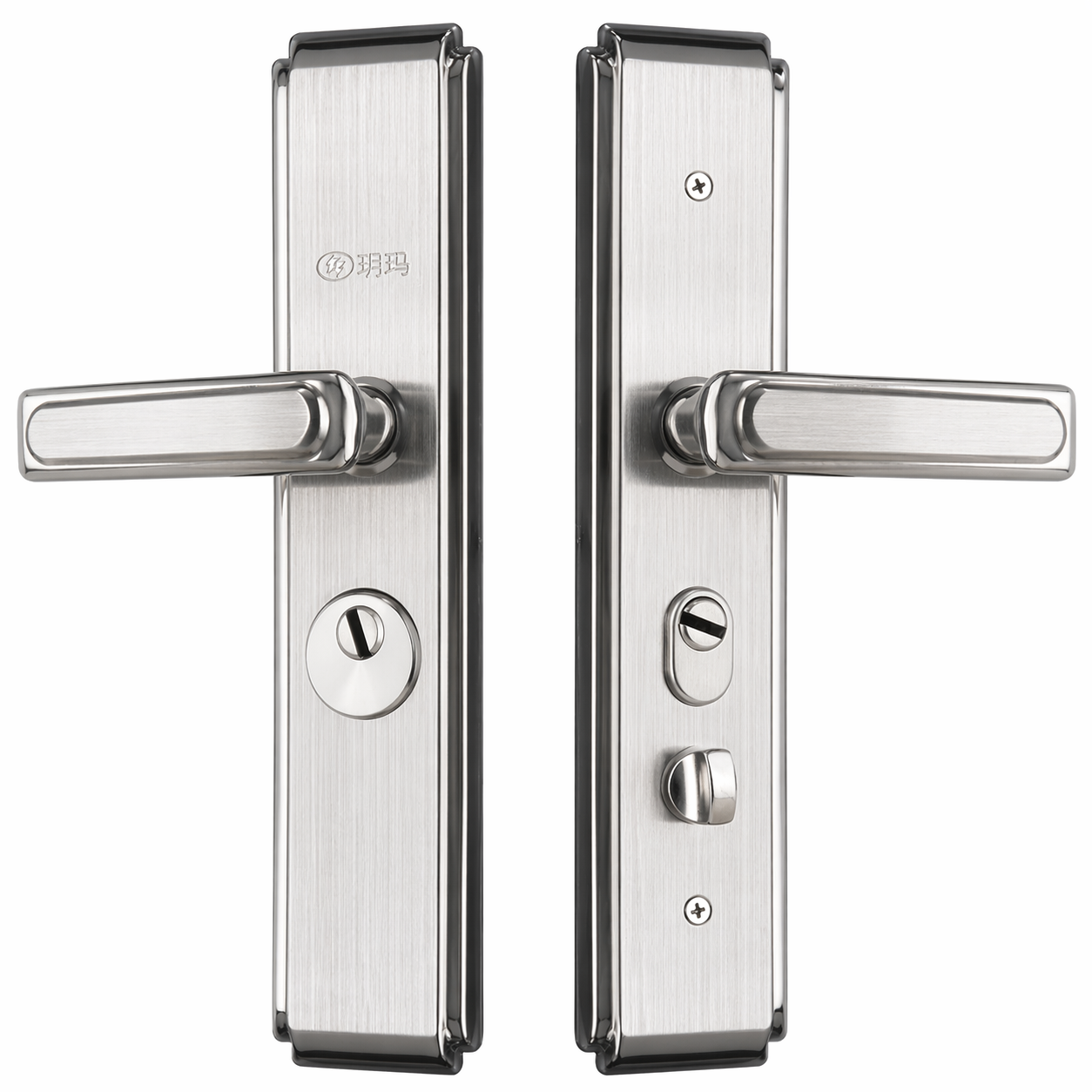 Дверна ручка з замком YUEMA TD1030 SS, шліфована нержавіюча сталь