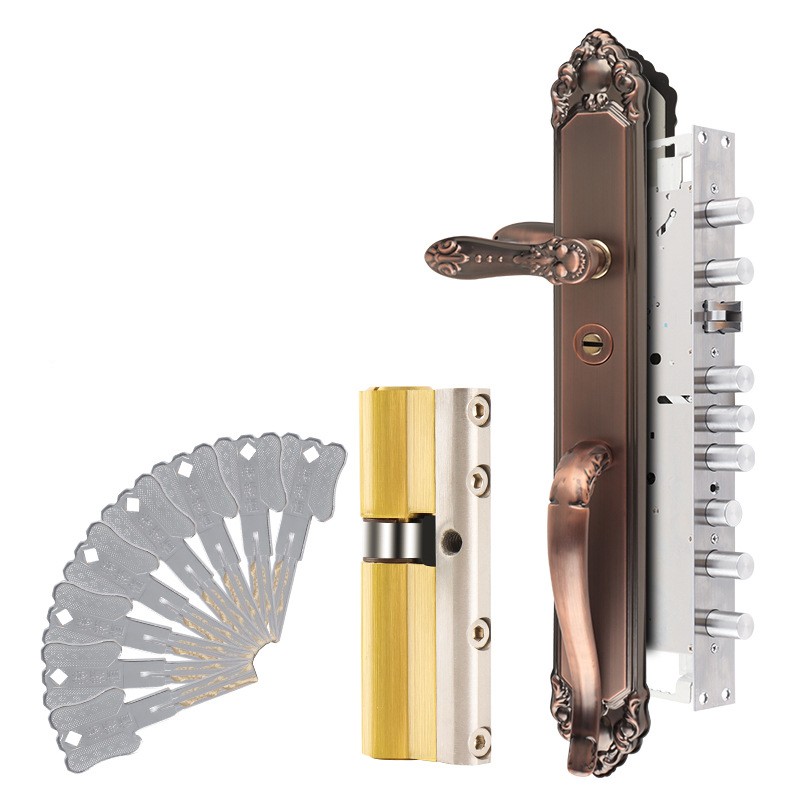 Дверна ручка з замком ROOK 9058-B39, антична бронза, нержавіюча сталь