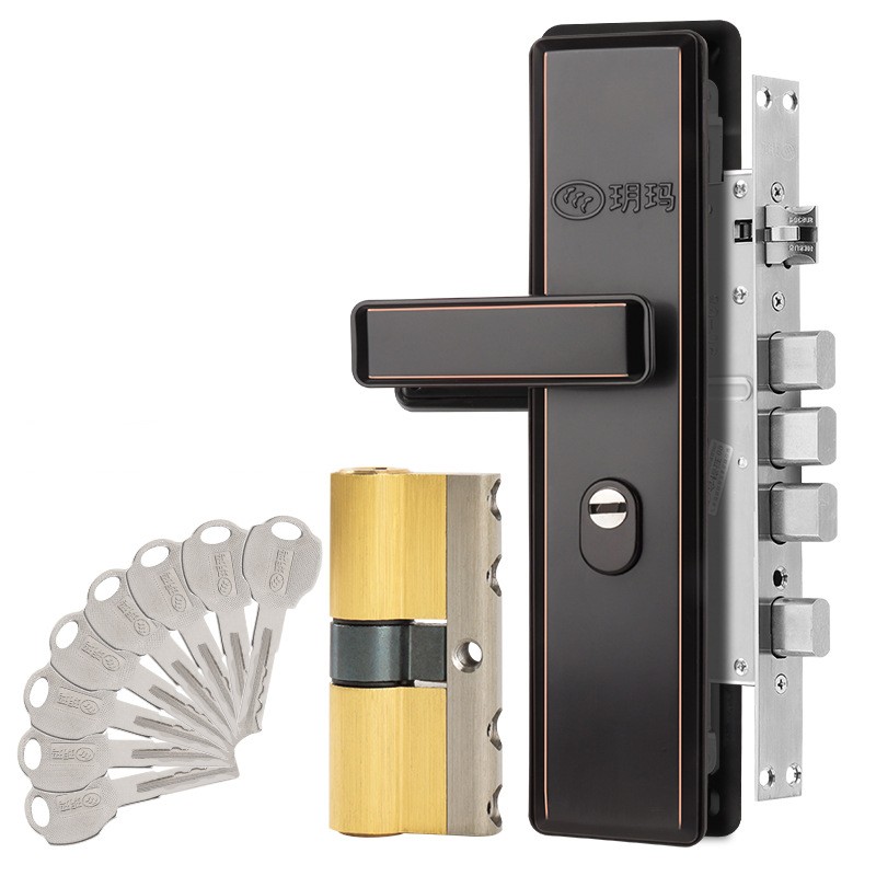 Комплект дверного замка YUEMA TD-2027A, чорний (квадратний корпус 24×240 мм)