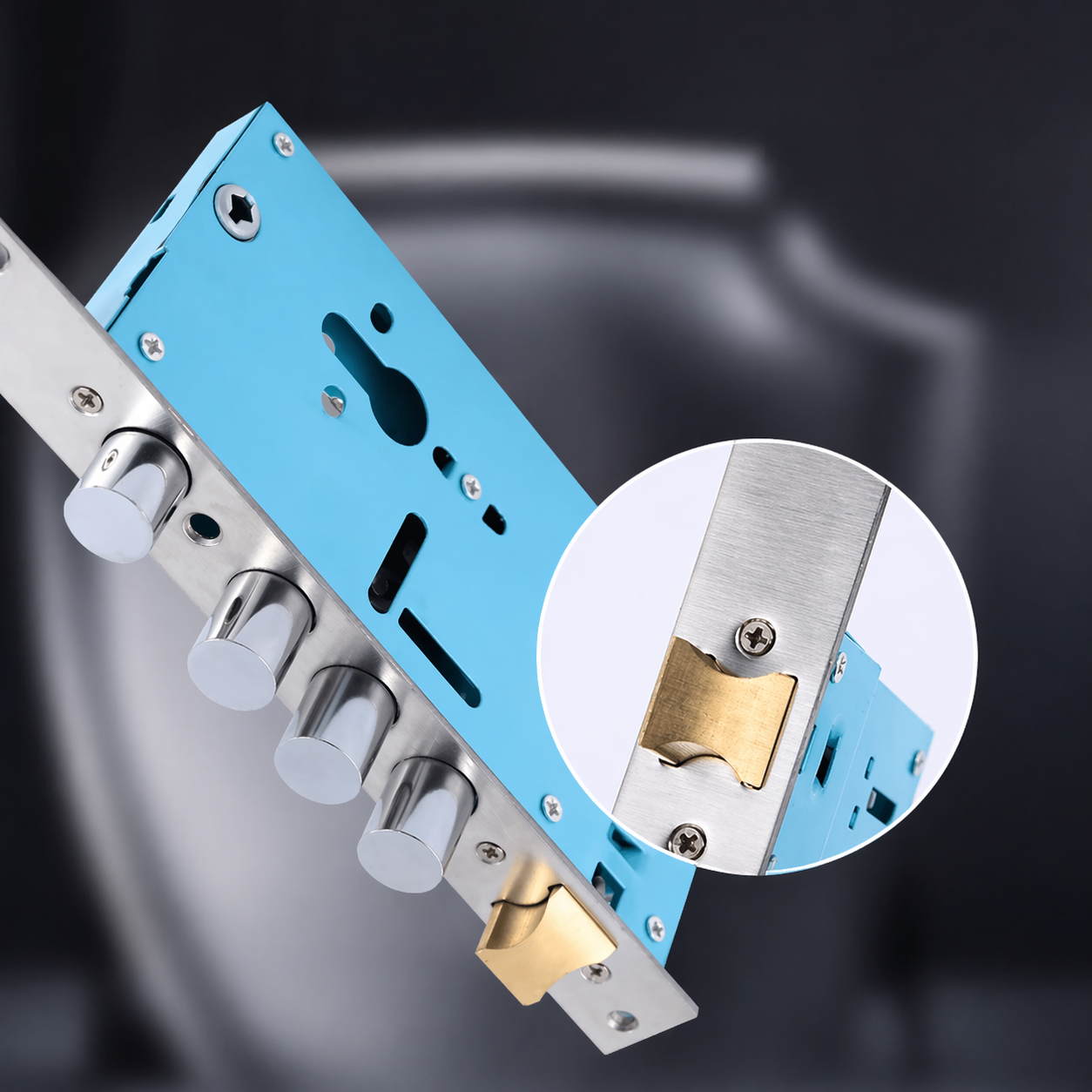 Корпус врізного замка 240×30 мм, нержавіюча сталь (з гачком / без гачка)