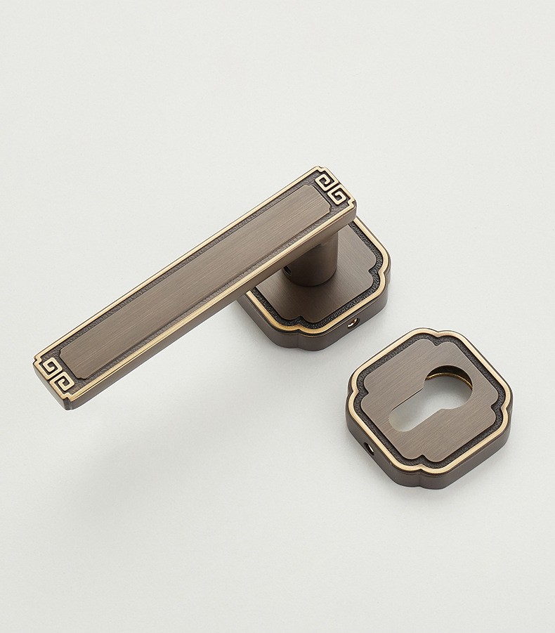 Дверний замок у французькому стилі, латунь, модель 1004, колір кавовий