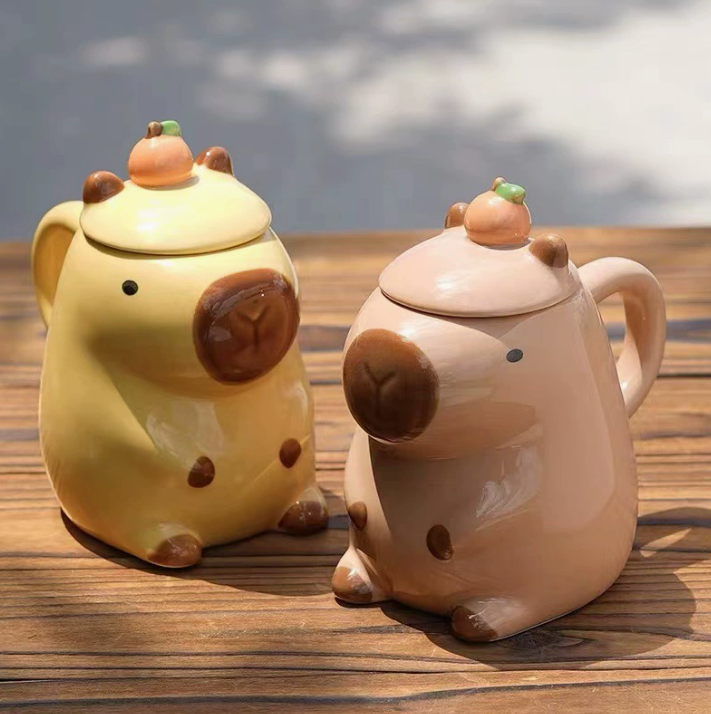 Керамічна кружка «Капібара» з кришкою 400 мл