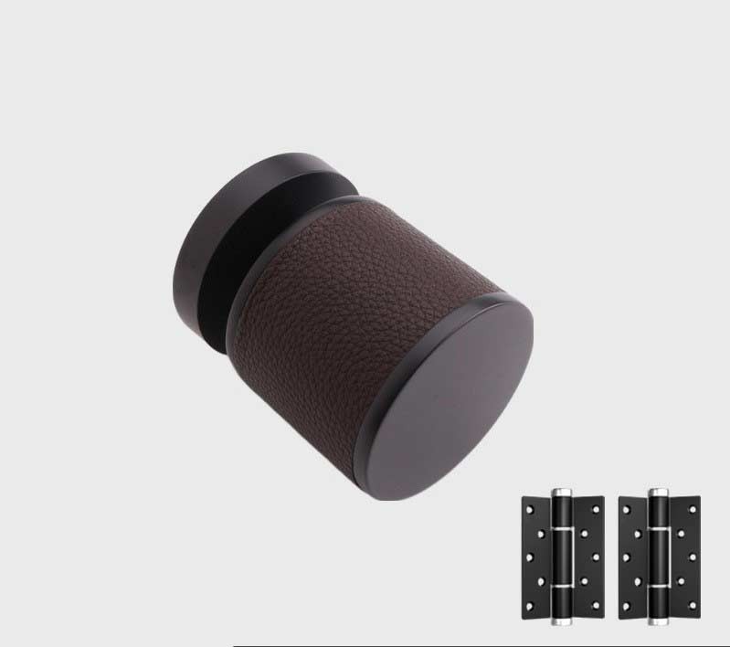 Прихована дверна ручка з натуральної шкіри / текстурою дерева + 2 гідравлічні петлі 5″ (односторонній замок)