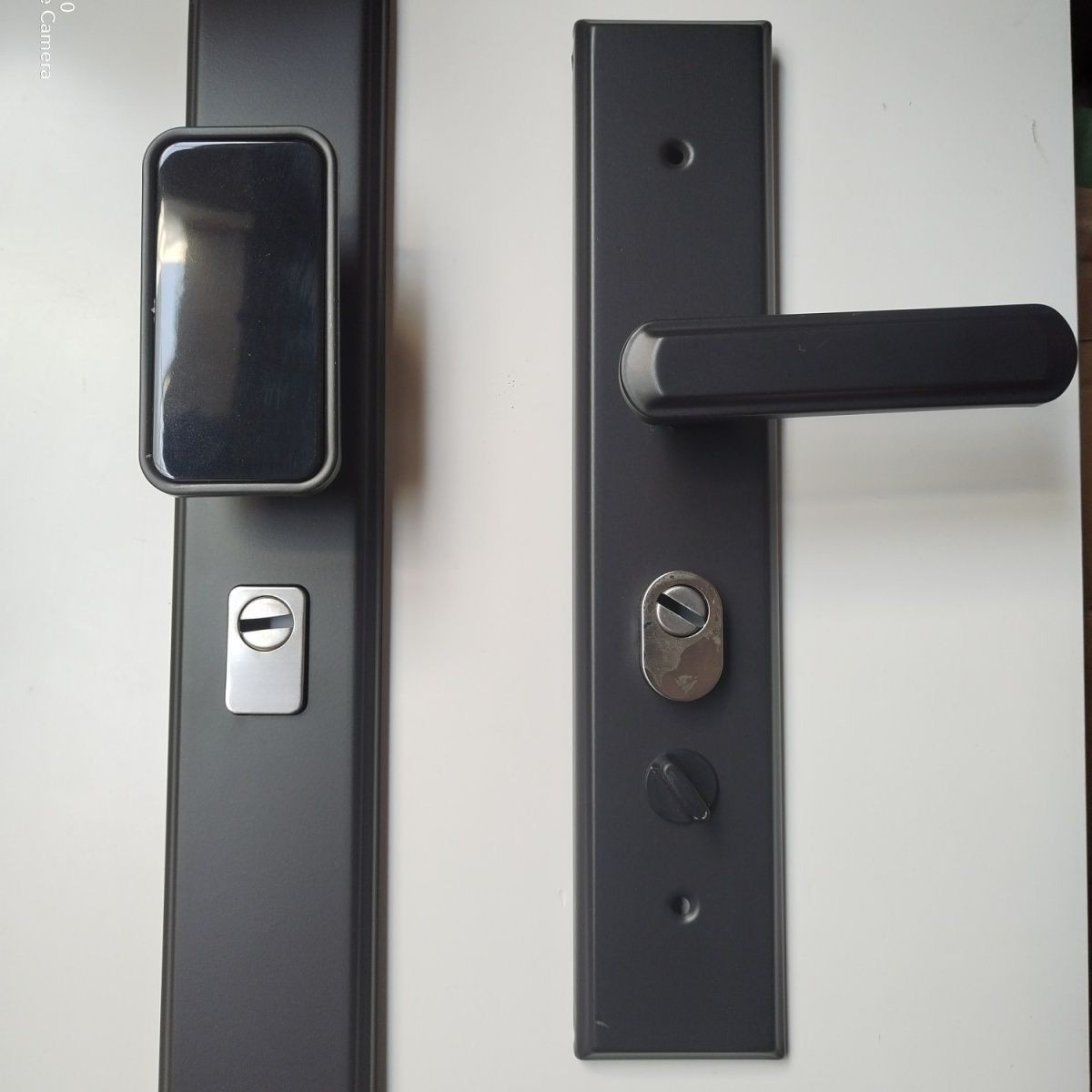 Дверна ручка з замком Zhuojiu 9420, темно-сіра, 420 мм, врізна, для одно- та двостулкових дверей