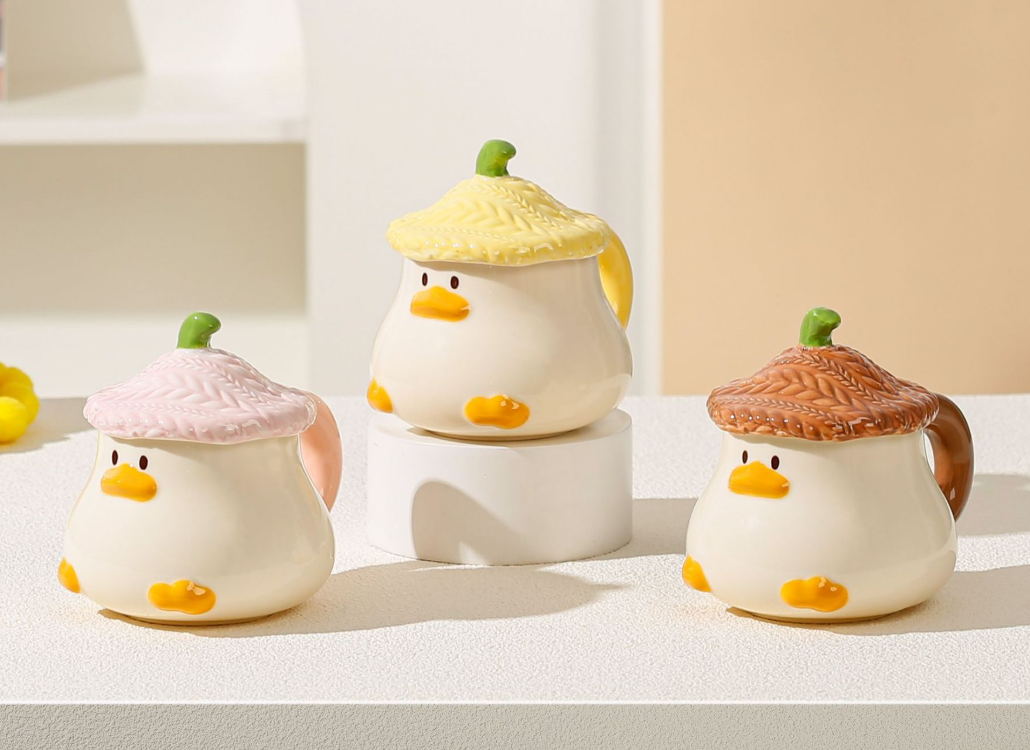 Керамічна чашка Little Duck з кришкою та ложкою 400 мл