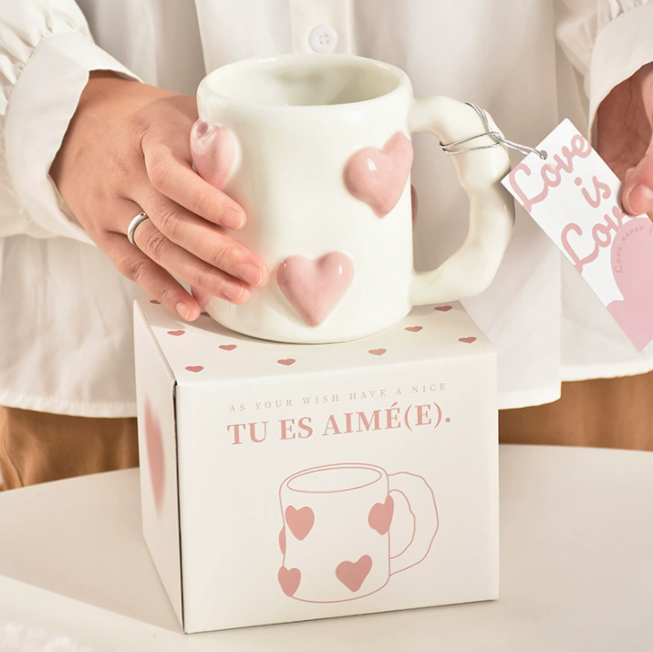 Керамічна чашка Peach Heart (персикове серце) у корейському стилі 500 мл