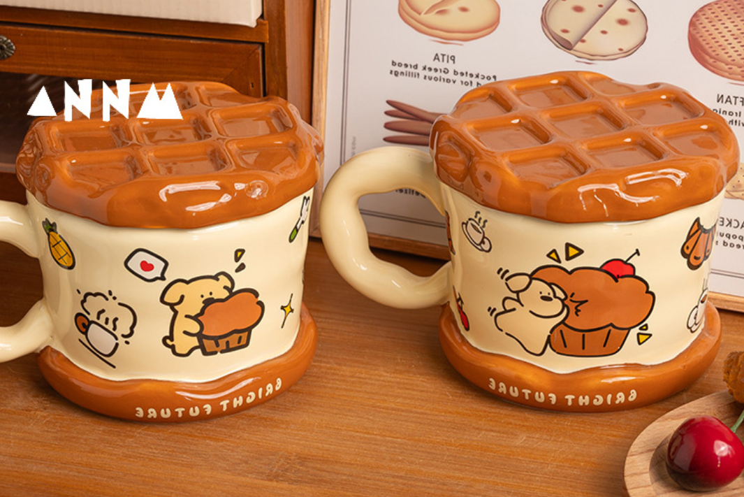 Керамічна чашка з кришкою «Милий щенок» (подарунковий набір)