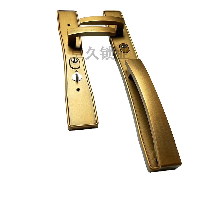 Дверна ручка з замком Zhuojiu 9072, подвійне відкривання, для захисних дверей, бронзове покриття