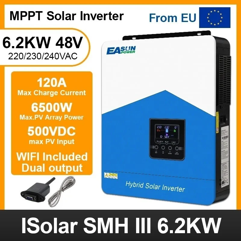 Гібридний off-grid сонячний інвертор EASUN Power iSolar-SMH-III 6.2 kW 48V з MPPT та Wi-Fi