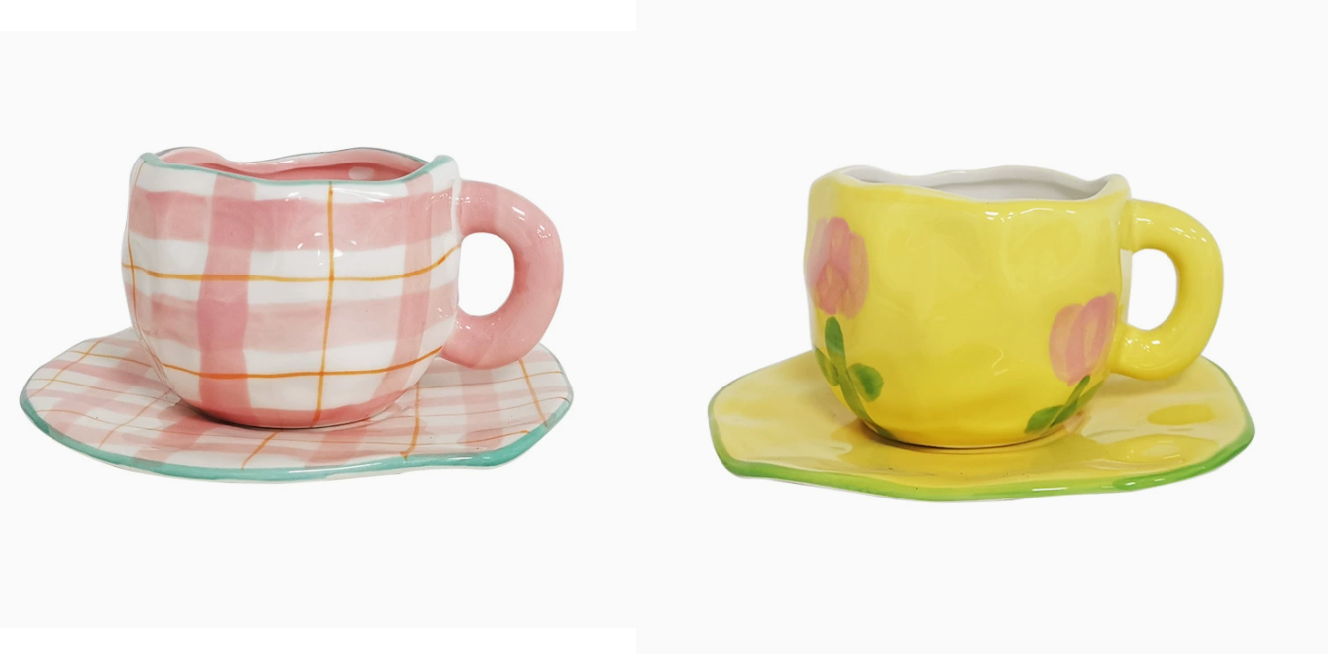 Порцелянова чашка з блюдцем, стильний комплект у корейському стилі 16 варіантів