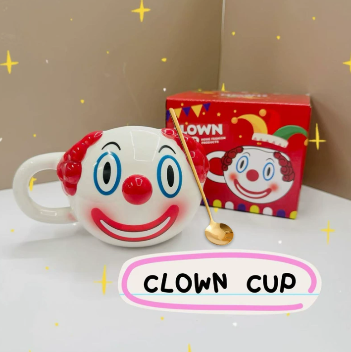 Керамічна кружка «Clown Joker Cup», креативна чашка-клоун з ложкою 400 мл