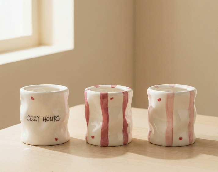 Керамічна кружка з ручним розписом у формі серця, 201–300 мл