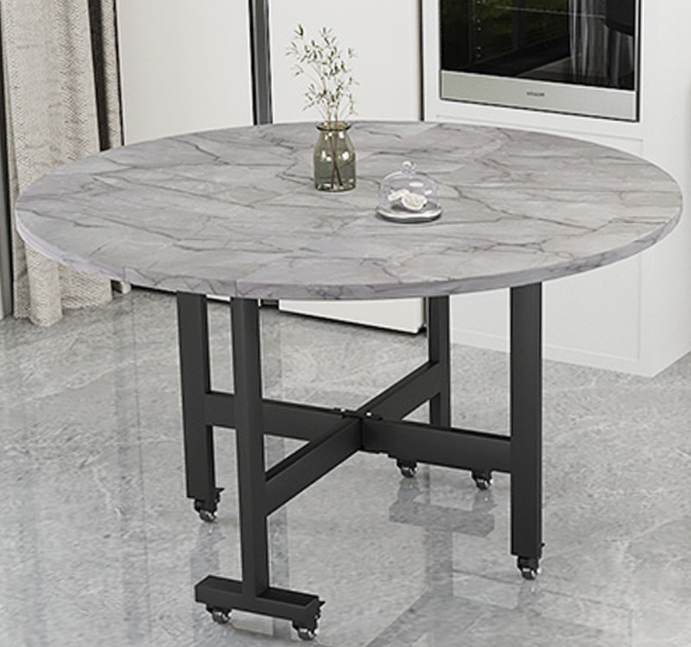 Великий круглий обідній рухомий стіл на 8-10 осіб, 1 метр в діаметрі. Візерунок сірого каменю.