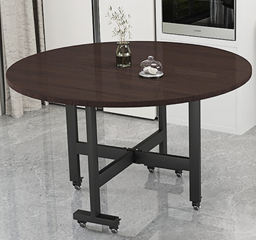 Великий круглий обідній рухомий стіл на 8-10 осіб, 1.8 метри в діаметрі. Візерунок чорного горіха.