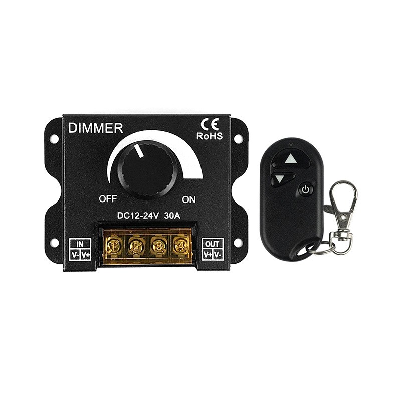 Монохромний LED-димер з металевим корпусом та ручкою регулювання 12–24V 30A