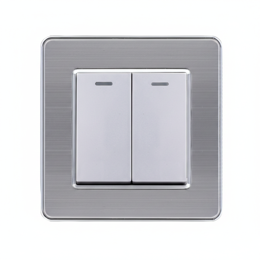 Двохклавішний вимикач світла EIOMR, сірий матовий