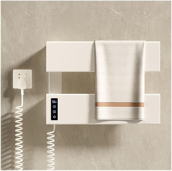 Двопанельна електрична сушарка для рушників з дисплеєм та таймером, 100W, настінна (лівий / правий вихід кабелю)