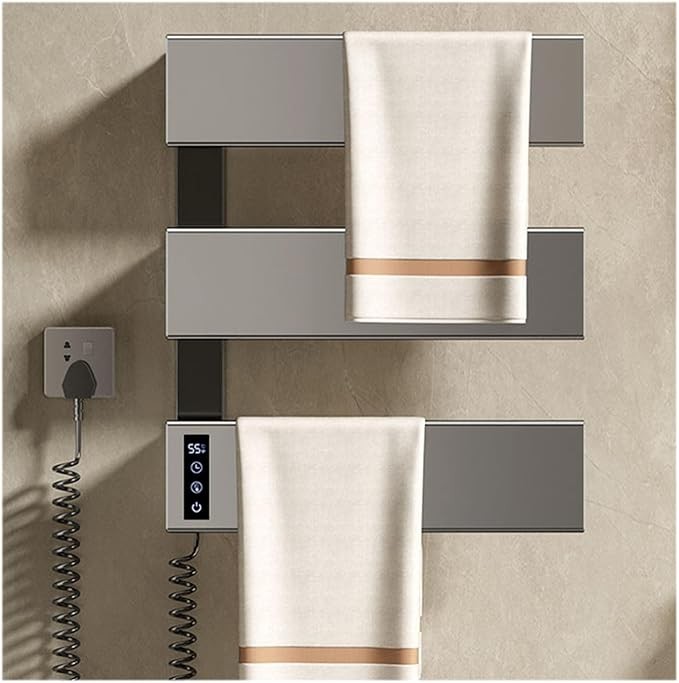 Трьохпанельна електрична сушарка для рушників з дисплеєм та таймером, 150W, настінна (лівий / правий вихід кабелю)