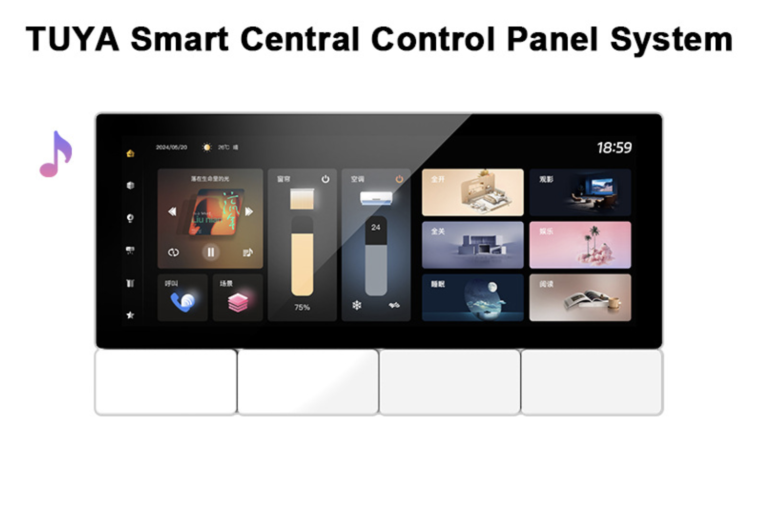 Смарт-екран керування Tuya 6.2″ з Zigbee-шлюзом, IR, Bluetooth та контролером фонового аудіо 2×25W (AC110–250V)