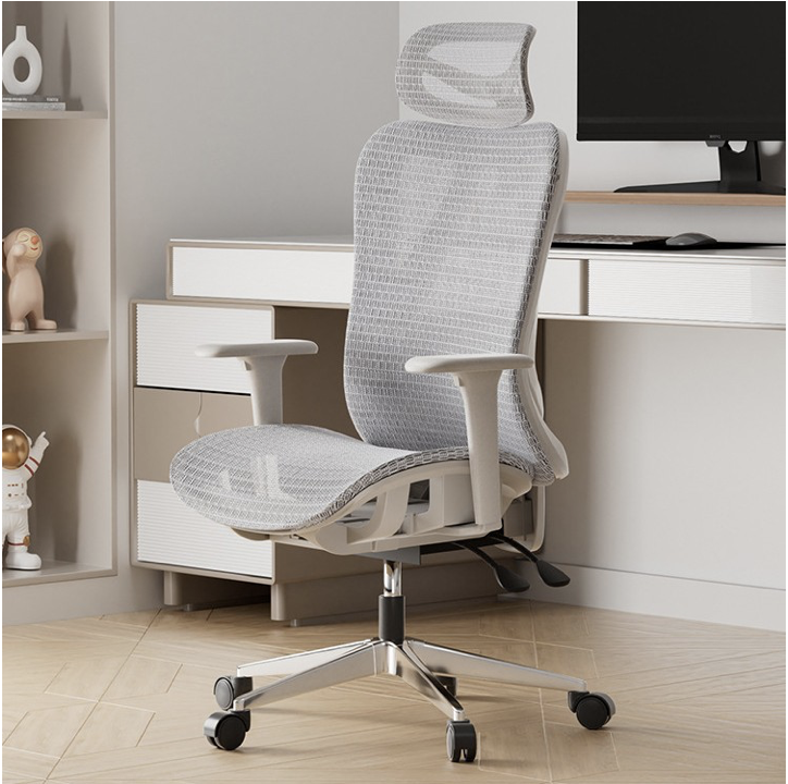 Ергономічний комп’ютерний стілець Angran T15. Біла рама + сіра сітка.
