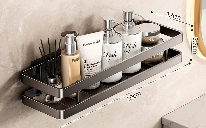 Настінна поличка для душової з нержавіючої сталі 30/40/50 см, сірий метал