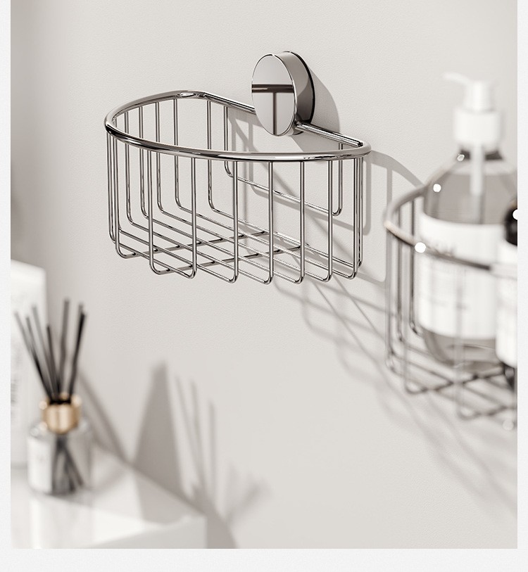 Кошик для ванної на присосці з нержавіючої сталі 25,4×14,2×12,1 см, срібний