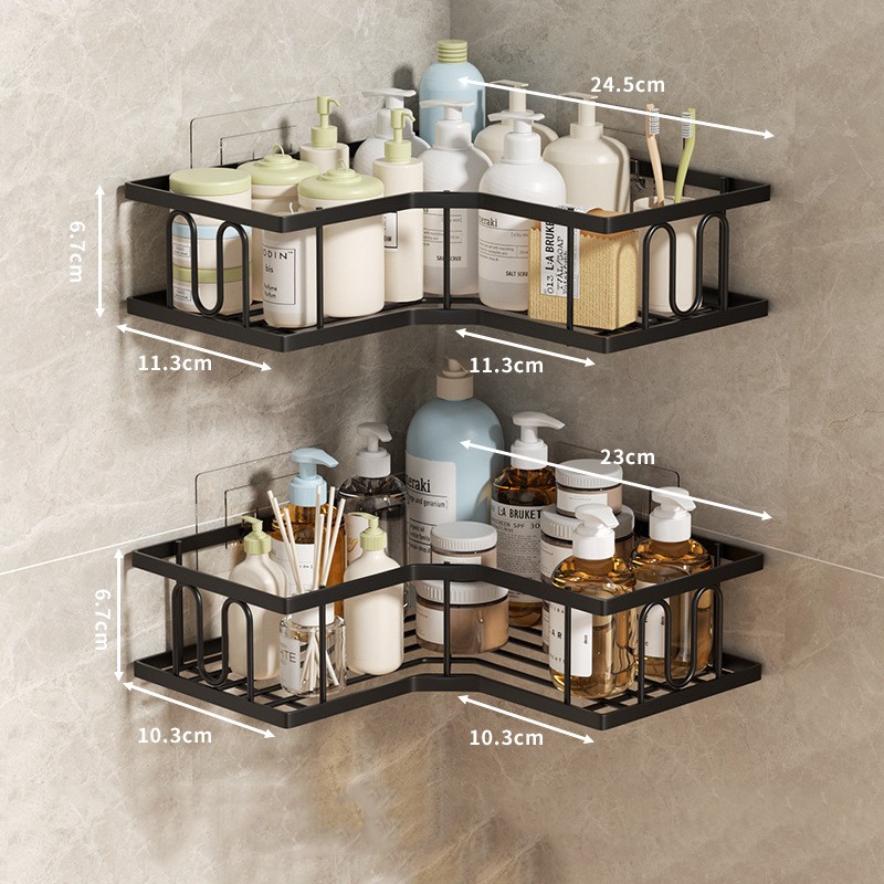 Комплект кутових полиць для ванної 2 шт Shan Naisi, чорні, вуглецева сталь