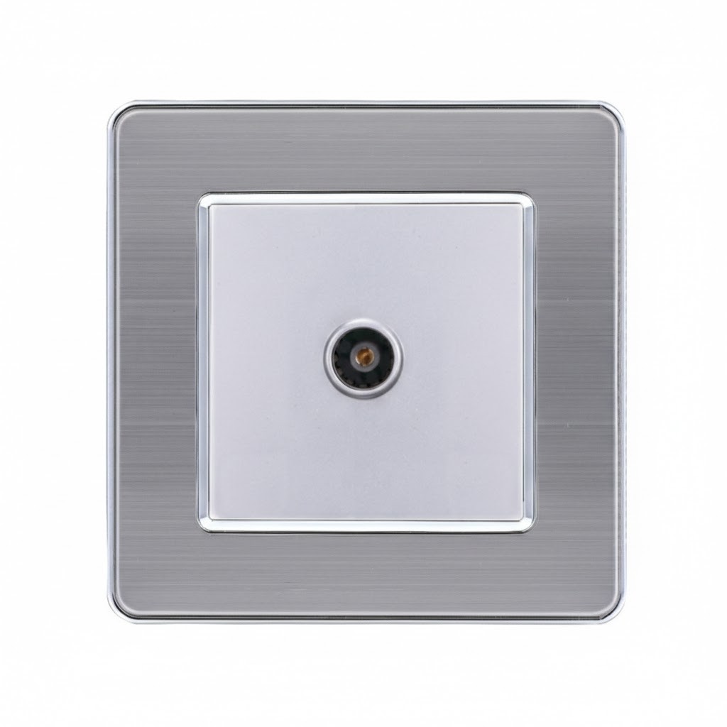 Телевізійна (антенна) розетка EIOMR, срібна, європейський стандарт