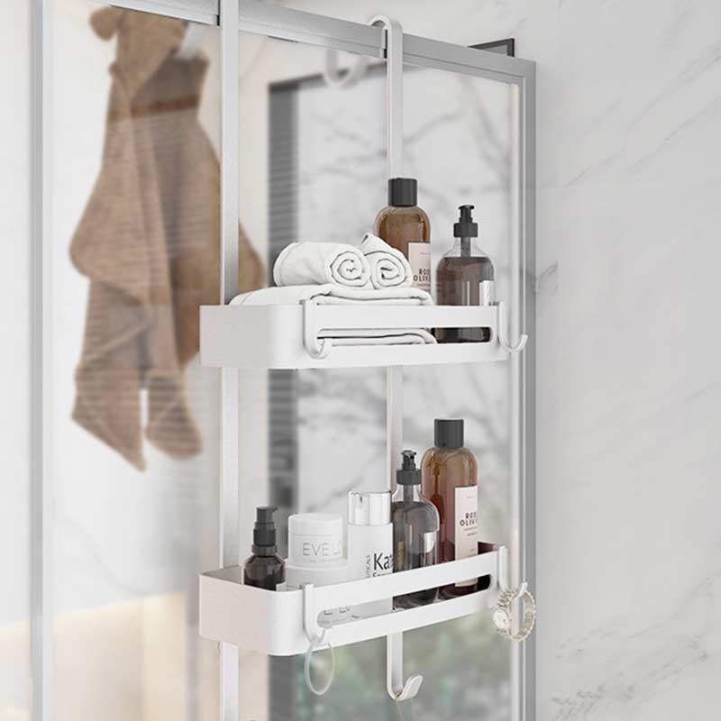 Полиця для душу навісна на двері, алюмінієва, 2 яруси, без свердління, Style A/B, чорна / матове срібло / глянцеве срібло