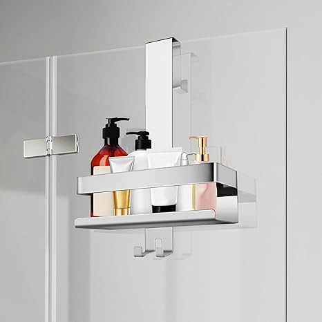 Настінна полиця для ванної SUS 304 з нержавіючої сталі, 1 або 2 яруси, чорна / шліфована (метал), тримач для душу