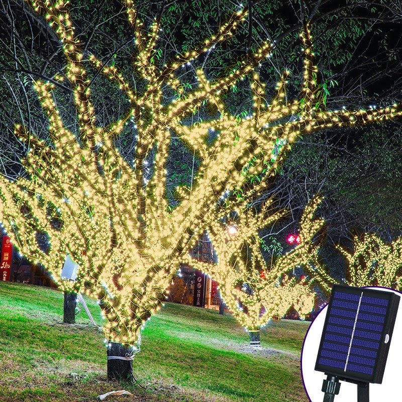 Сонячна LED гірлянда для вулиці 102 м, 1000 LED, 8 режимів, IP55 +пульт+розетка