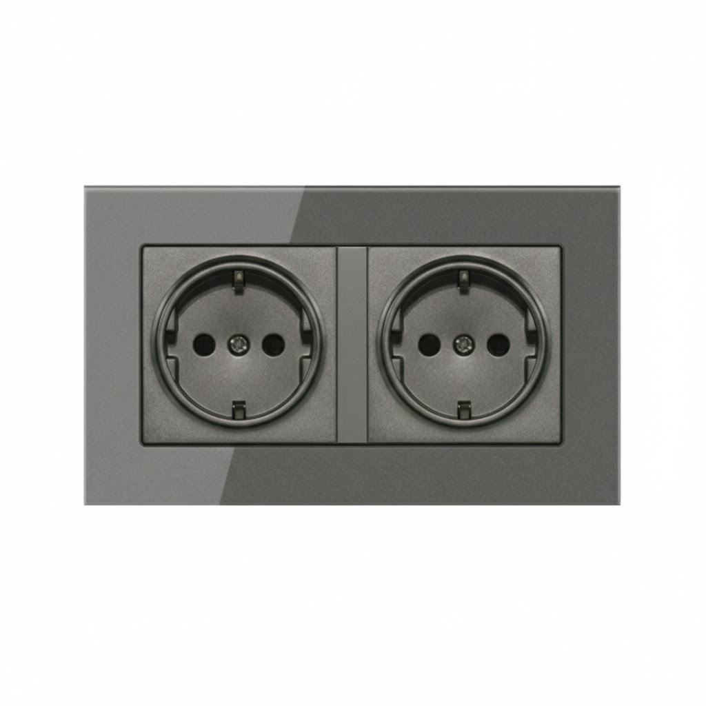 Розетка стандартна подвійна темно сіра від бренду EIOMR преміум-якості