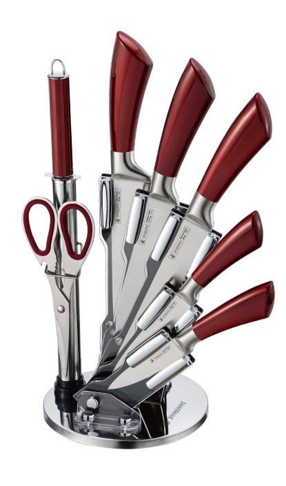 Набір ножів з нержавіючої сталі на обертовій підставці