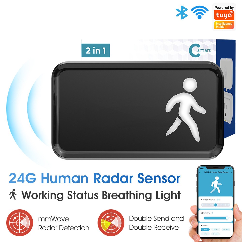 WiFi 24GHz мм-хвильовий датчик присутності людини з дисплеєм