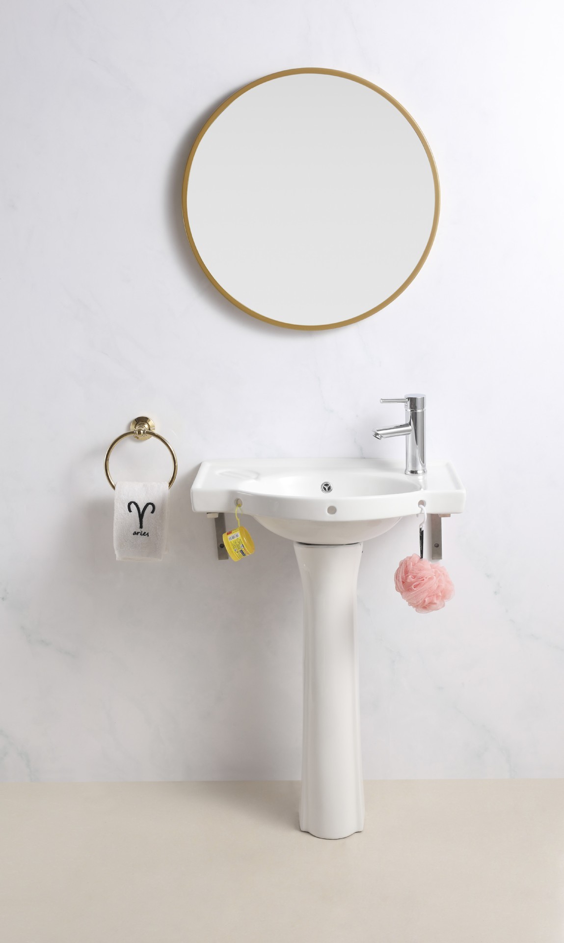 Підлоговий умивальник з п’єдесталом DW060 610×445 мм, керамічний, білий