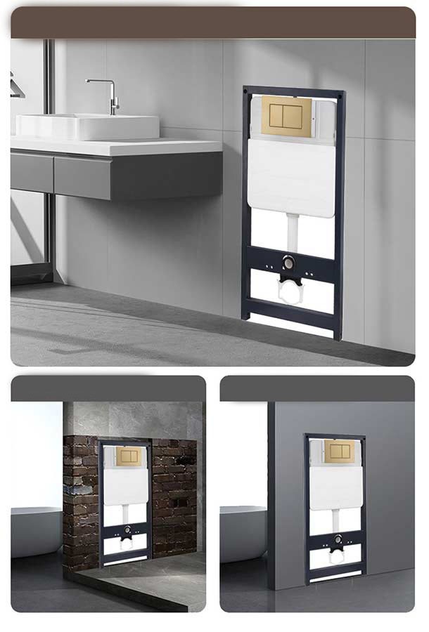 Інсталяція для підвісного унітазу G8606 з кнопкою з нержавіючої сталі (золото / матове срібло / матово-чорна), подвійний змив 3/6 л