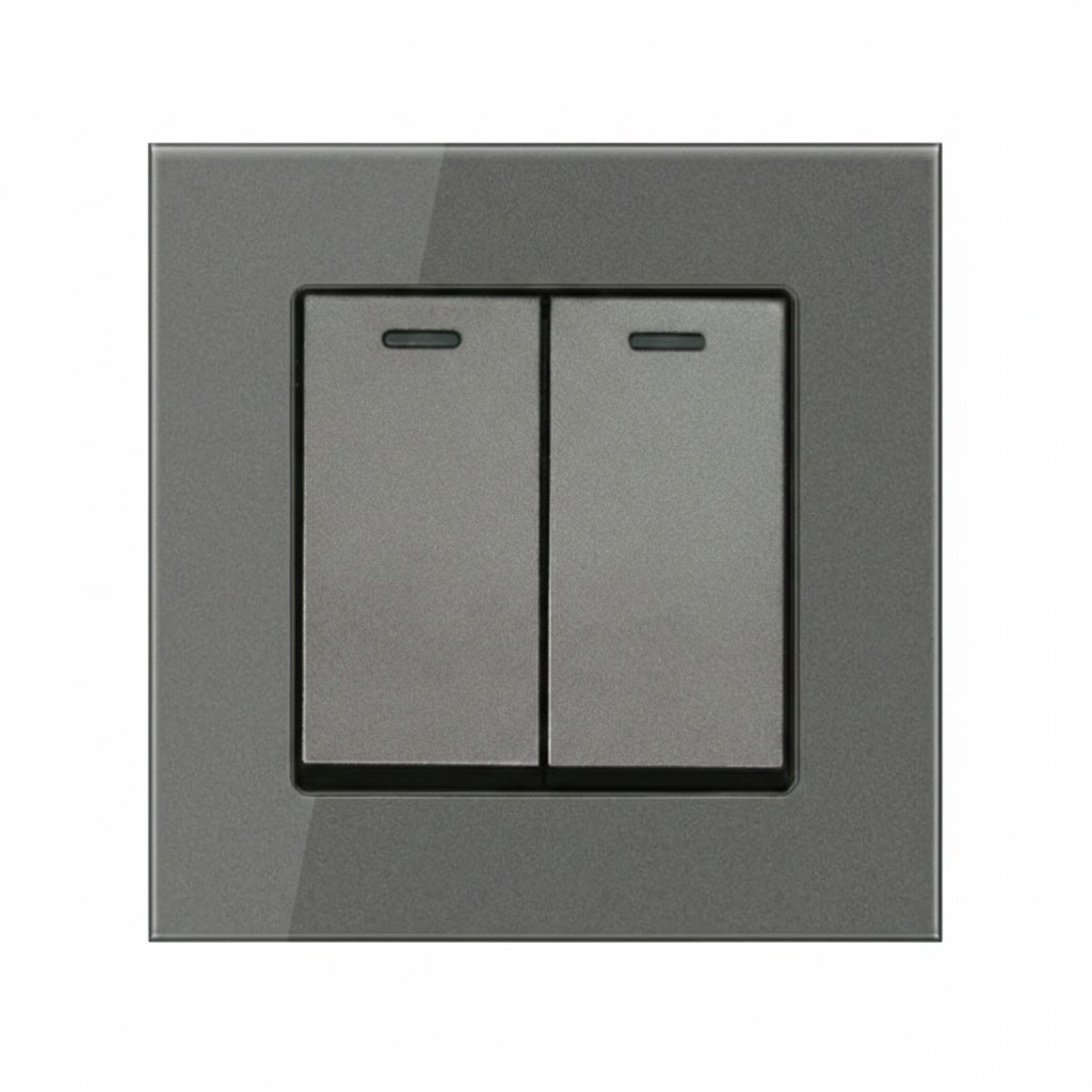Двохклавішний вимикач світла EIOMR, темно сірий матовий