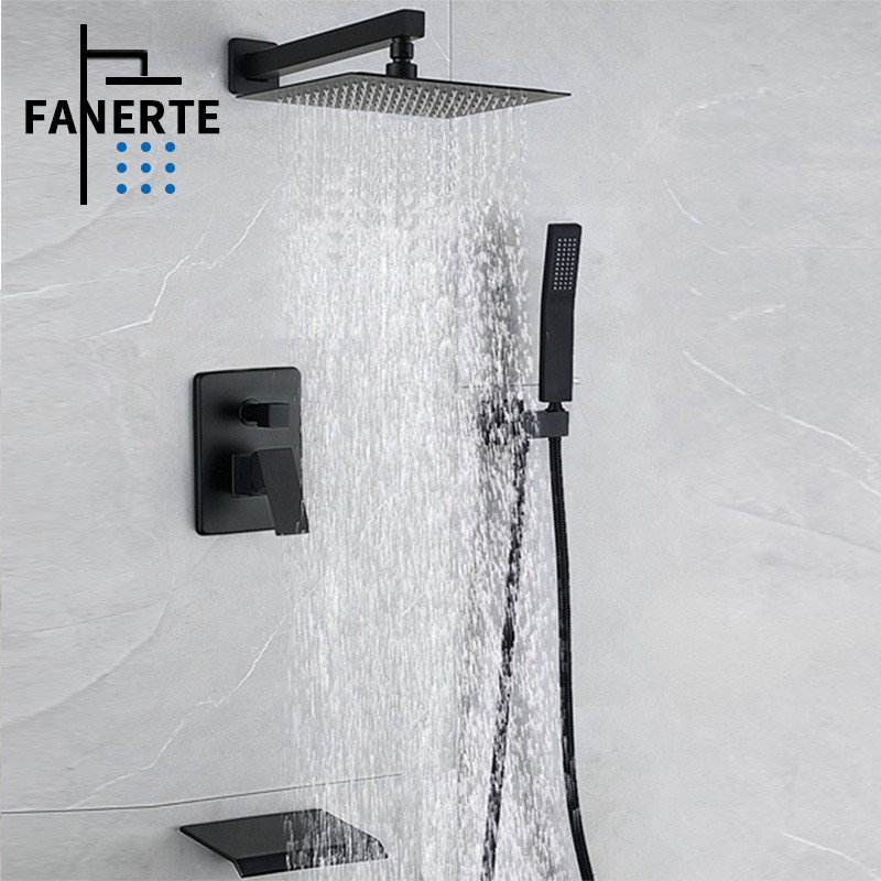 Вбудована душова система з водоспадом Panel F-Y092-260 | 3 функції | 8″ квадратний верхній душ