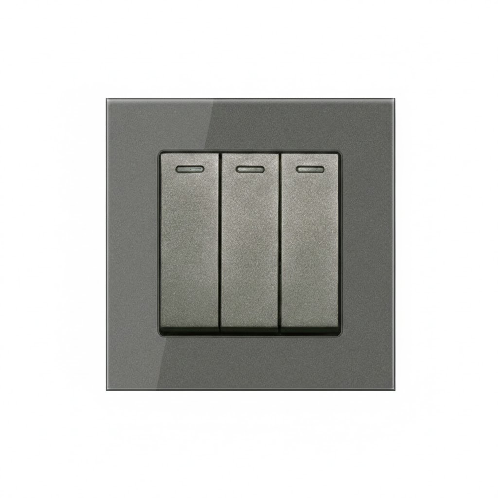 Трьохклавішний вимикач світла EIOMR, темно сірий матовий