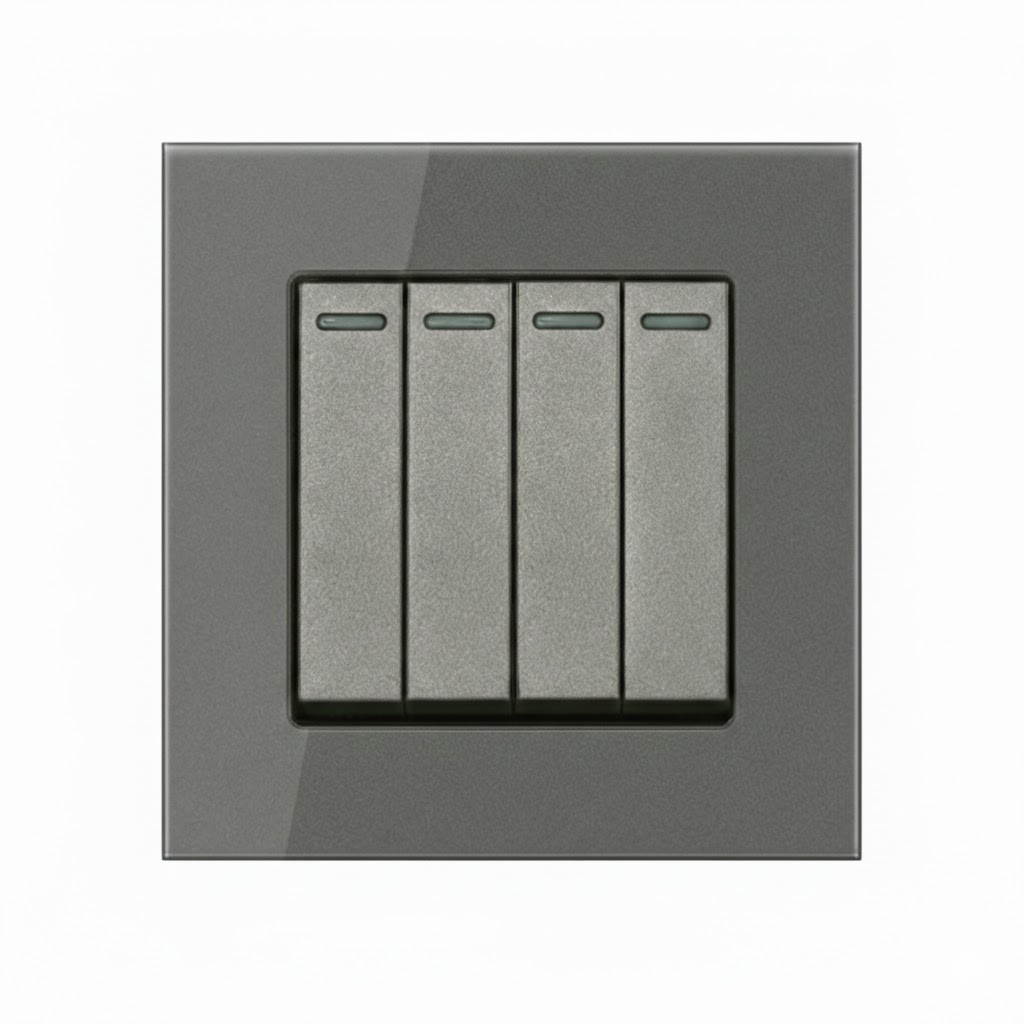Чотирьохклавішний вимикач світла EIOMR, темно сірий матовий