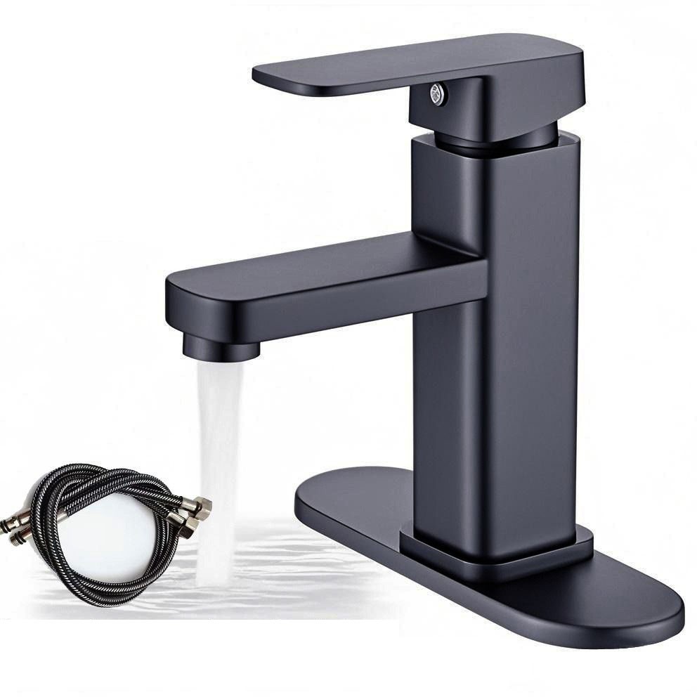 Змішувач для умивальника JMW37, квадратний, нержавіюча сталь, чорний, 17,5 см