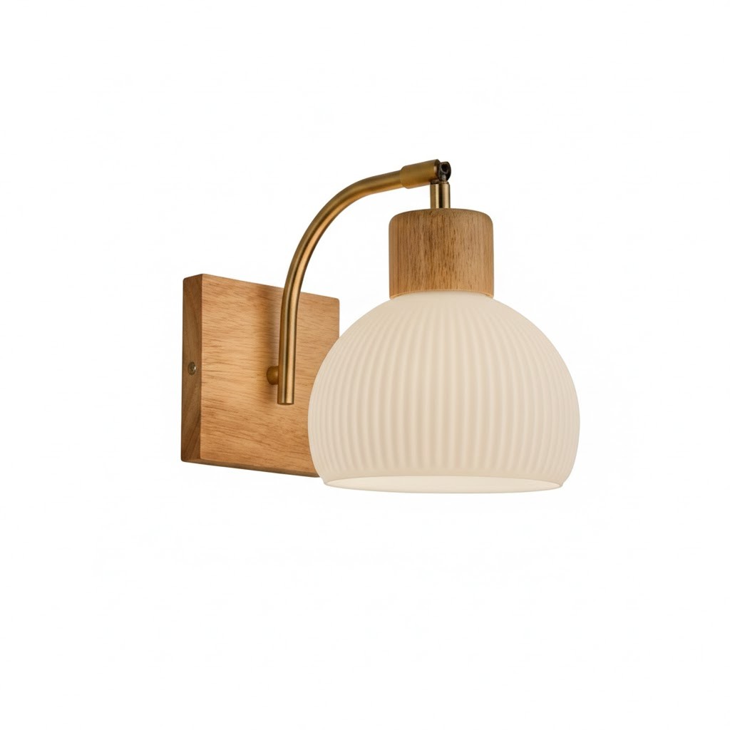 Настінний світильник Nordic Retro, горіх / дерево + метал